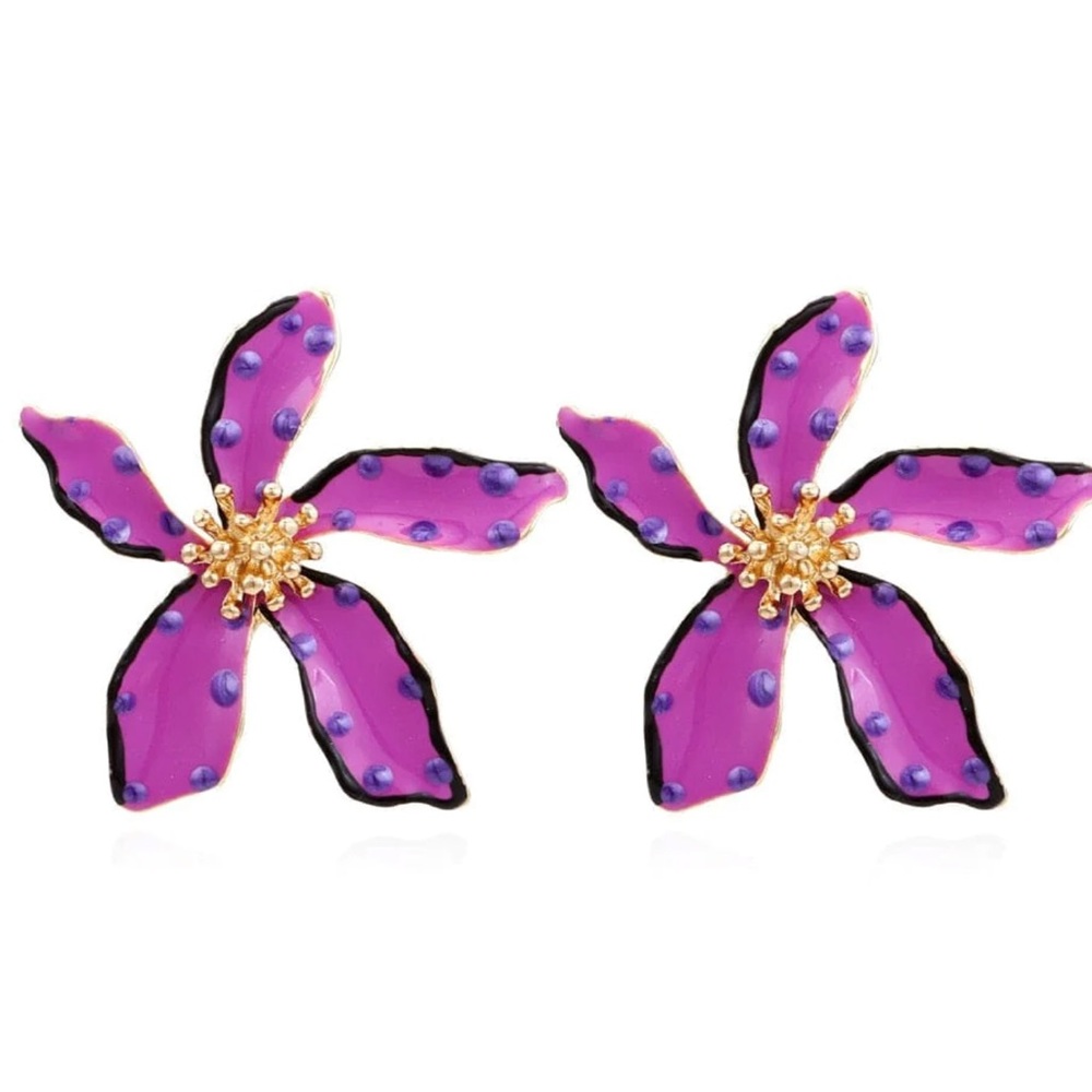 ✨3for$38 New Zara Enamel Floral Earrings ~ Floreat Statement Earrings - Picture 11 of 16
